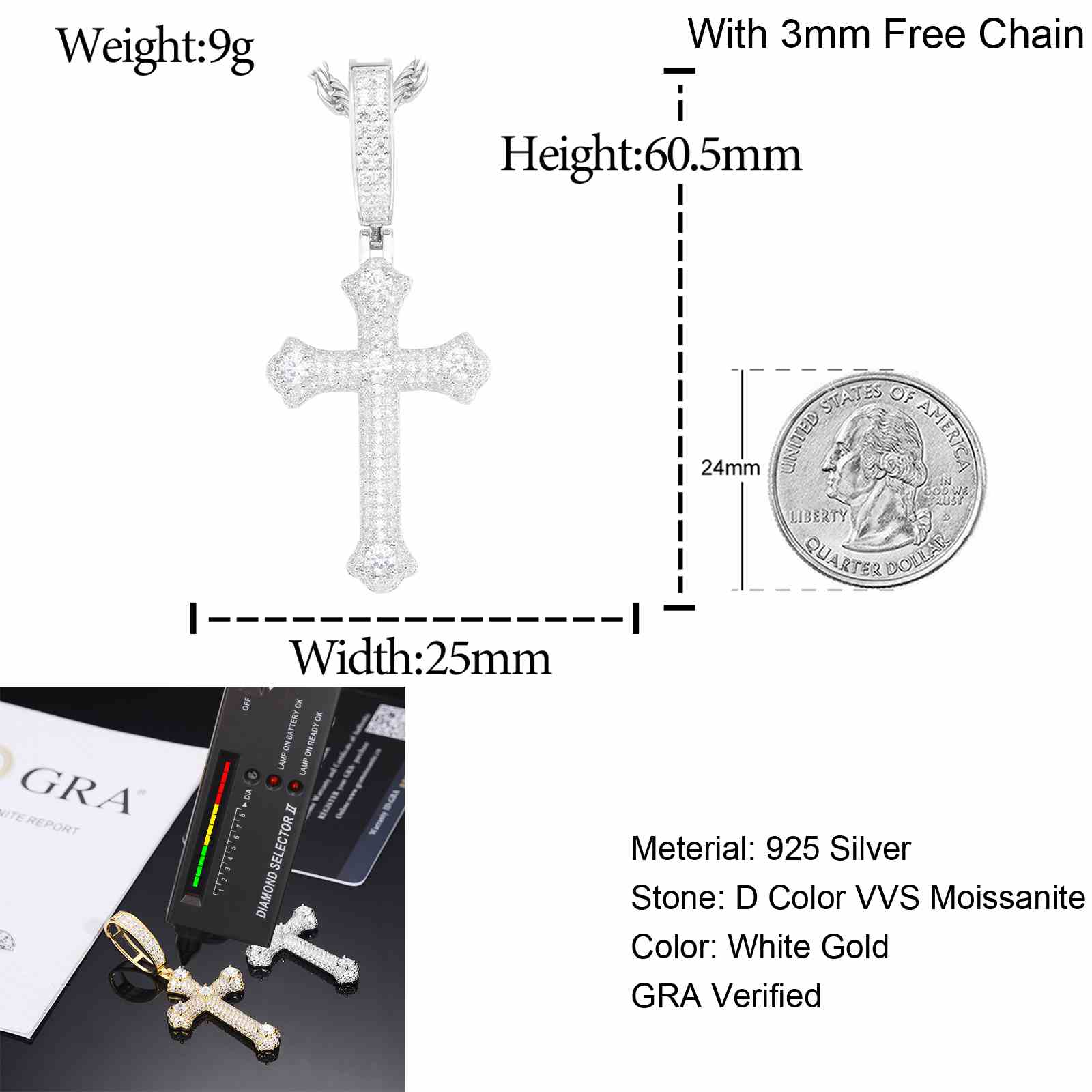 Flory Cross-White Gold
