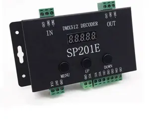 SP201E DMX至SPI控制器解码器5通道DMX512 RGB WW解码器发光二极管控制器，用于DC5-24V可寻址像素灯带