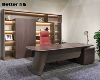 Bureau de direction en L avec retour de table, table de bureau moderne pour salle de direction