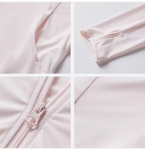Personalizado UPF 50 + Spandex transpirable/Nylon protección solar Zip up Sudadera con capucha manga larga sol camisa senderismo chaqueta al aire libre Unisex - Product Image 4