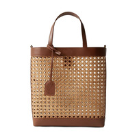 Tas Rotan Anyaman Tangan Mewah Dengan Kulit Asli Berkualitas Tinggi Tas Rotan Wanita Buatan Tangan Tas Anyaman Rotan