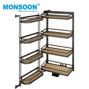 Organizador Funcional para Gabinete de Cocina Grande, Cesta Giratoria de Acero al Carbono con Recubrimiento Nano Plateado, Cierre Suave, Cuatro Niveles de Altura - Product Image 1