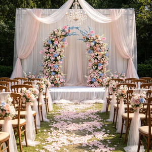 DKB Arco de Flores para Bodas, Fondo Decorativo para Salón de Bodas, Flores Artificiales Coloridas, Hermoso Camino Floral - Product Image 1