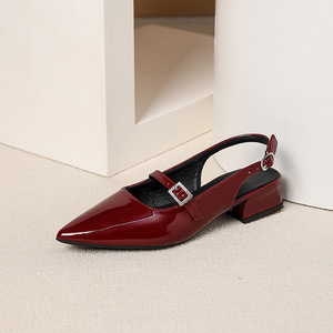 Sandali da Donna Taglia 45 con <span class=keywords><strong>Tacco</strong></span> <span class=keywords><strong>Basso</strong></span> e Punta Affusolata, <span class=keywords><strong>Scarpe</strong></span> Eleganti in PU Verniciato per Signora - Product Image 4