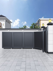 Puertas de Aleación de Aluminio, Puertas Correderas Angulares Curvas Eléctricas para Patio de Villa, Puertas de Garaje, Uso en Jardín Exterior - Product Image 1