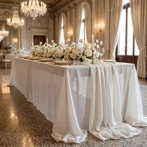 <span class=keywords><strong>Nappe</strong></span> en lin blanc extra fine, taille personnalisée, pour mariage, événement, couverture de table moderne et élégante, décoration de table à manger, vente en gros OEM - Product Image 6