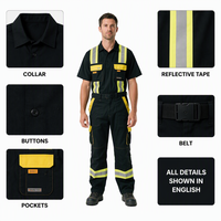 Uniforme de travail haute visibilité antistatique ignifuge en coton/polyester certifié AS/NZS/EN/CE unisexe pour le charbon, le pétrole, le gaz et les produits chimiques