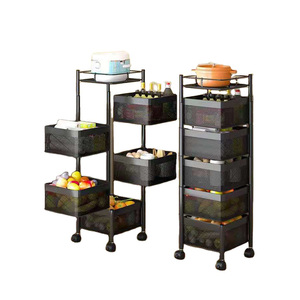 Hot Selling 5 Layers Kitchen Storage Racks Carbon Steel Rotation Vegetable Storage Shelves Household items Storage Shelf
