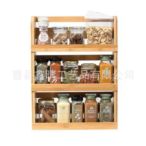 Estante de almacenamiento de madera maciza para uso doméstico, dispensador de especias de madera de varios niveles, organizador de escritorio minimalista de madera. - Product Image 2