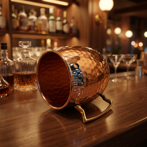 Taza de Cobre Premium Moscow Mule, Hecha a Mano, Martillada, de Cobre Puro, con Asa de Latón, para Cócteles y Bebidas - Product Image 2