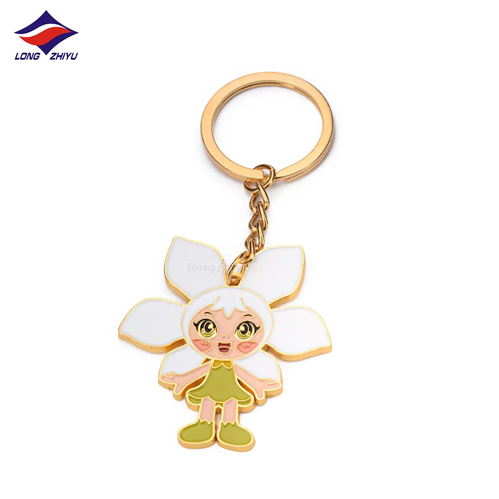 Longzhiyu 17 Năm Nhà Cung Cấp Tùy Chỉnh Hoa Móc Khóa Kẽm Hợp Kim Kim Loại Keyring Dễ Thương Phim Hoạt Hình Nhân Vật Men Móc Chìa Khóa Cho Cô Gái