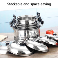 Ensemble de casseroles en acier inoxydable Allnice, 10 pièces, ensemble de casseroles pour la cuisson, ensemble de casseroles pour la cuisine à induction