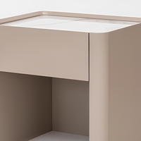 Table de chevet minimaliste beige de conception italienne, en MDF de qualité E0, avec plateau en bois, armoire de chambre à coucher de luxe pour la maison et la villa