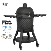 Barbecue Kamado en céramique noire de 22 pouces OEM, fabricant de fumoirs, logo personnalisé, grands grils à charbon de bois Kamado