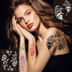 Plantilla Reutilizable para <span class=keywords><strong>Tatuajes</strong></span> <span class=keywords><strong>Temporales</strong></span> de Henna, para Aerógrafo, Plantilla Negra para <span class=keywords><strong>Tatuajes</strong></span> <span class=keywords><strong>Temporales</strong></span>, Adhesivo para <span class=keywords><strong>Tatuajes</strong></span> Semipermanentes - Product Image 3