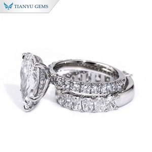 Tianyu 15x9mm corte de pera laboratorio cultivado moissanite diamante 14K 18K 10K oro sólido platino compromiso boda banda anillo conjuntos - Product Image 3