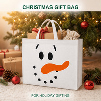 Sacs fourre-tout écologiques non tissés avec logo personnalisé Bonhomme de neige, design à poignées, taille moyenne - Option cadeau pour les courses