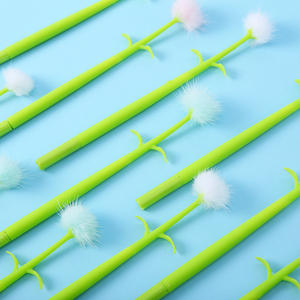 Pluma de bola de pelo de silicona de diente de león con impresión creativa de 4 colores Pluma de bola de felpa linda con diseño de flor simulada - Product Image 4