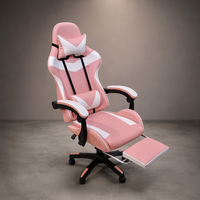 Chaise de jeu WS8043PL avec coussin à ressorts ensachés, chaise d'ordinateur ergonomique à dossier haut, chaise de jeu inclinable en cuir PU 350LBS