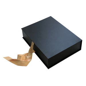 Custom Logo Eco Friendly Luxury Unique Small Black Cardboard Apparel Magnetic Lid Closure Gift Folding Magnetic <b>Box</b> With Ribbon - Product Image 3