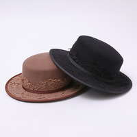 Chapeau en feutre de laine pour femme, élégance Hepburn, style rétro japonais, imprimé dentelle française, dessus plat, automne-hiver, polyvalent, pour cérémonie