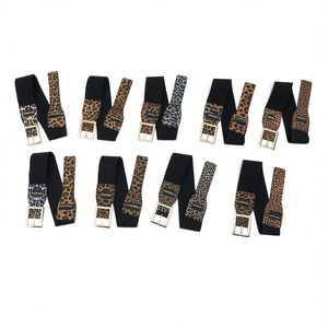 Cinturón elástico con estampado de leopardo de 4 cm para mujer, cinturones elásticos para vestidos y blusas - Product Image 1