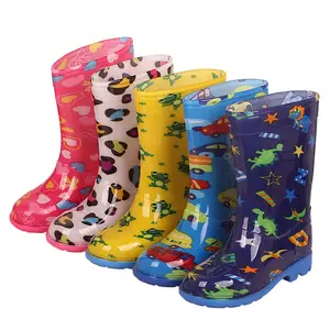 益智环保男女通用儿童卡通雨鞋PVC透明趣味印花儿童塑料雨靴