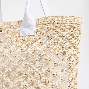 กระเป๋าโท้ทสานแบบเปิดสไตล์โบฮีเมียนสำหรับผู้หญิง ฤดูใบไม้ผลิ/ฤดูร้อน/ฤดูใบไม้ร่วง/ฤดูหนาว กระเป๋าชายหาด ทำจากฟางธรรมชาติ ถอดผ้าใบซับในได้ มีซิป - Product Image 2