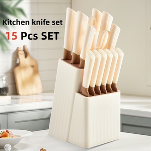 15-Pcs Stainless Steel Kitchen Knife Set with Scissors & Sharpening <b>Rod</b> Custom Logo Kitchen Gift Knives ABSHandle - Product Image 3