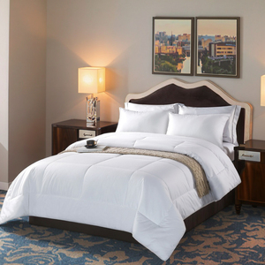 Tinh Khiết Màu Trắng Lông Lụa Cotton In Mùa Thu Đơn Giản Thoáng Khí Khách Sạn Duvet Chèn & Khăn Trải Giường Chải Linen Mền - Product Image 2