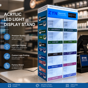Support d'affichage personnalisé en acrylique pour snus avec éclairage LED, pour sachets Zyn Velo Cuba, tabac sans fumée, présentoir de vente au détail pour boîtes de snus, étagère empilable - Product Image 2