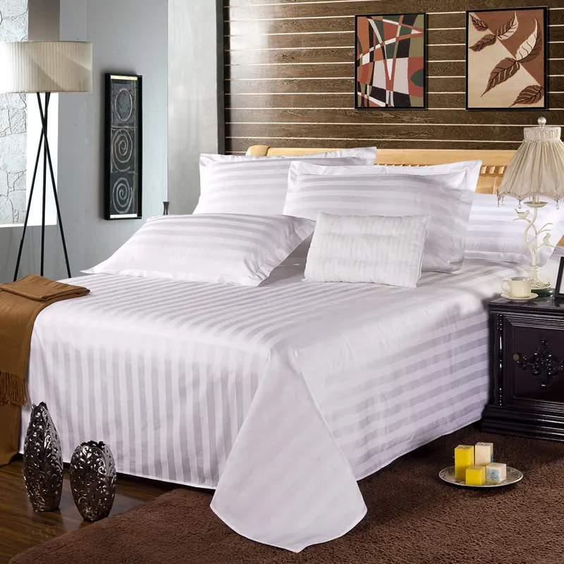 Blanco al por mayor de boda único hospital médico hotel equipado 100% tela de algodón de 4 piezas conjunto ropa de cama hoja de cama