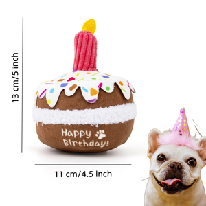 Giocattolo all'ingrosso del cane per animali domestici decorazione della candela della torta di compleanno del cane della ragazza del ragazzo dei regali cigolanti del peluche del cane giocattolo della torta di compleanno - Product Image 6