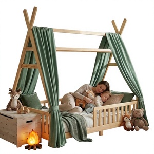 <span class=keywords><strong>Lit</strong></span> <span class=keywords><strong>tipi</strong></span> moderne en pin massif avec lumières LED, rails de <span class=keywords><strong>lit</strong></span> et sommier à lattes pour enfants (garçons et filles), sans sommier intégré - Product Image 1