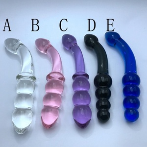 Anal Perlen Butt Plug Dual Ended Glas Anal Plug Pink Blau Lila Schwarz G-Punkt Bent Glass Pleasure Wand Männlich Weiblich Masturbieren - Product Image 1