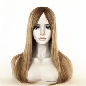 Perruque <span class=keywords><strong>de</strong></span> style droit pour femmes <span class=keywords><strong>Champagne</strong></span> clair 5.5*5.25 fermeture <span class=keywords><strong>de</strong></span> dentelle <span class=keywords><strong>de</strong></span> base Mono racines brunes blanches rembourrées PU matériel <span class=keywords><strong>de</strong></span> cheveux humains bruts - Product Image 1