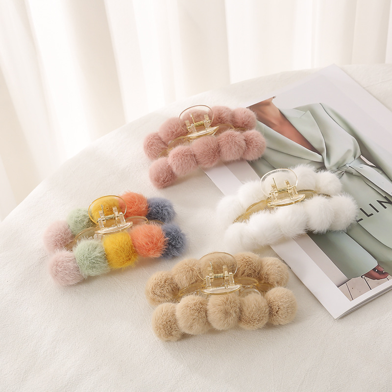 Корейские модные заколки для волос из искусственного меха большие заколки для волос красивые аксессуары для волос