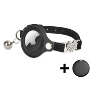 Collier anti-perte violet pour chats et chiens compatible avec les traceurs AirTag (avec détails en strass)