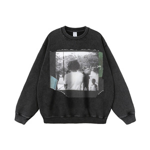 American-Style Street Heavy-Duty Distressed Cotton <b>Printed</b> Winter 400g+ Hoodie Men's Women's Loose Drop-Shoulder Pullover - Product Image 3