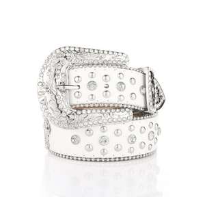 Cinturón Ecowalson con remaches cruzados, hebilla grabada, decoración de diamantes de imitación, pantalones vaqueros de Hip Hop PU, cinturones Punk Western Cowboy Cowgirl - Product Image 6