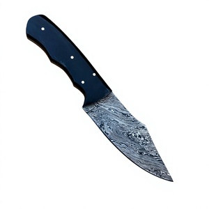 Couteau de chasse artisanal en acier Damas, lame pointue, avec manche noir, épaisseur 0,6 mm, qualité DIY, lames simples - Product Image 1