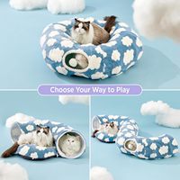 Coussin circulaire lavable, tunnel pour chat, lit pour chat, jouets en forme de beignet pour chaton et chiot