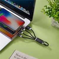 Cable de Carga Portátil 3 en 1 para Llavero, Cable USB Multifunción de Cobre Puro con Trenzado de Nailon