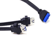 Cable de Extensión Doble de 20 Pines para Placa Base USB 3.0 con Conectores para Panel Frontal y Transferencia de Datos