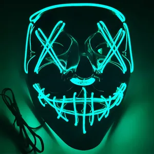 Фабричная рекламная Вечеринка со светодиодной подсветкой, неоновые маски для взрослых для вечеринки на Хэллоуин с батареей