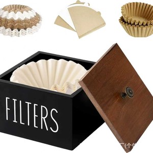 Lin Tai Coffee Filter <b>Box</b> Square Wooden Storage With Lid For Paper Filters And <b>Tea</b> Bags - Product Image 2