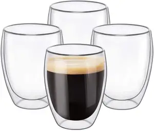 玻璃咖啡杯12盎司360毫升双壁杯饮杯茶咖啡拿铁咖啡