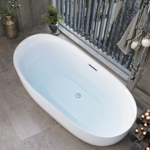 Thanh lịch hiện đại Acrylic bồn tắm freestanding | hình bầu dục tràn, nhà máy-trực tiếp phòng tắm ngâm & drainer - Product Image 6