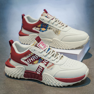 Zapatos deportivos de moda para hombre, nuevo estilo transpirable con suela gruesa, zapatillas casuales de moda, zapatillas blancas de caña baja. - Product Image 2