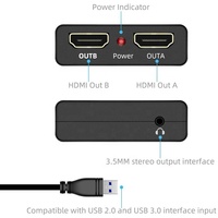 Adaptateur convertisseur Xput USB 3.0 vers double port HDMI 1080P avec sortie audio 3,5 mm pour ordinateur portable, projecteur HDTV, double écran